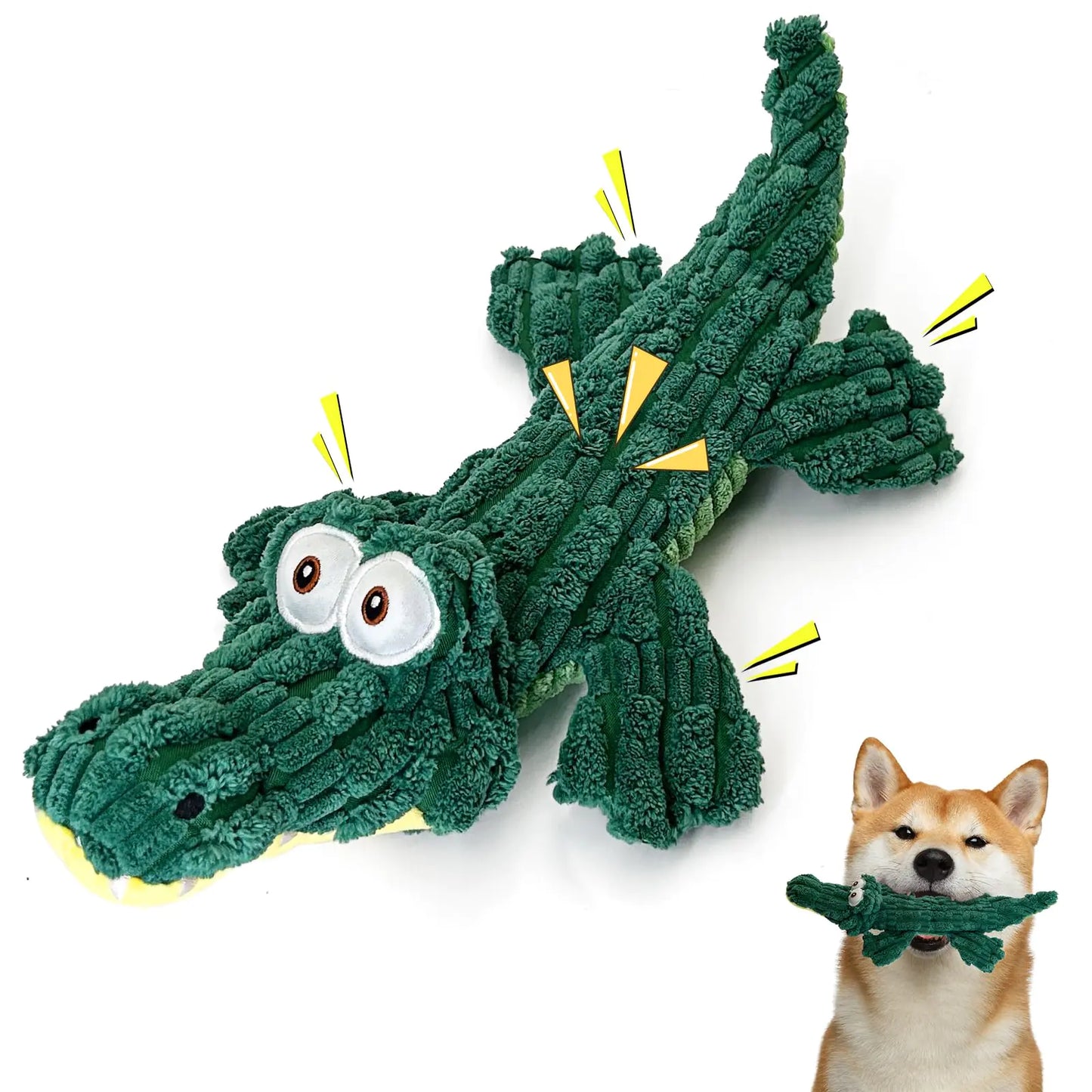 Zuykjeagle Dog Toys for Large Dogs,Plush Animal Dog Toys with Soft Fabric for Small Medium and Large Dogs - Interactive Tug of War Dog Toys with Crinkle Paper (Crocodile)