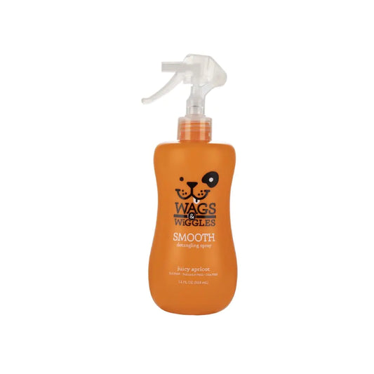 Wags & Wiggles Smooth Detangling Spray in Juicy Apricot | Dog Grooming Detangler Spray to Eliminate Knots Mats and Tangles | Dog Freshening Spray 12 Ounces