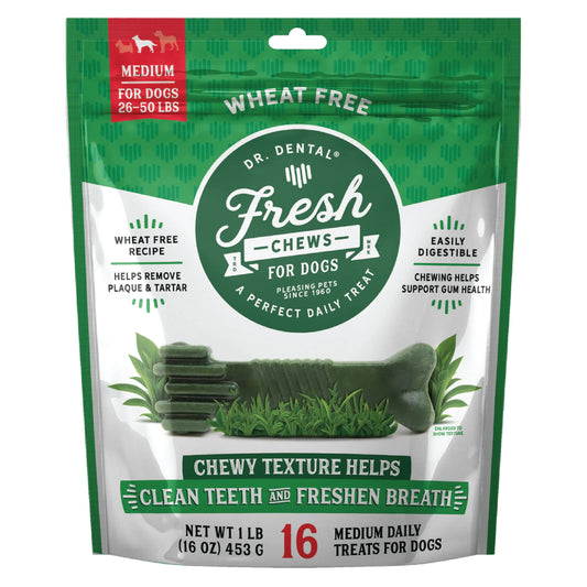 Dr. Dental Medium Fresh Chews Dental Dog Treats Clear 16 OZ