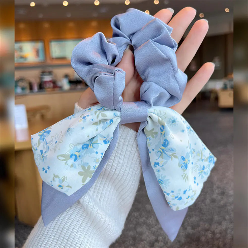 Floral Bow Scrunchie Headband Hair Tie Rope