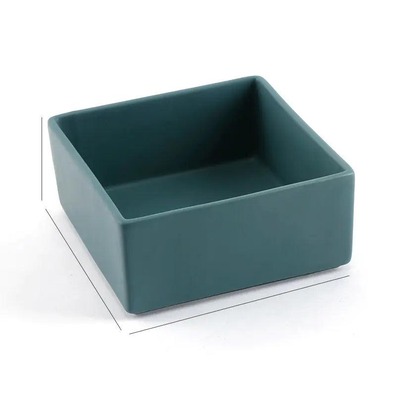 Ceramic Pet Bowl with Wooden Stand and Noodle Bowl