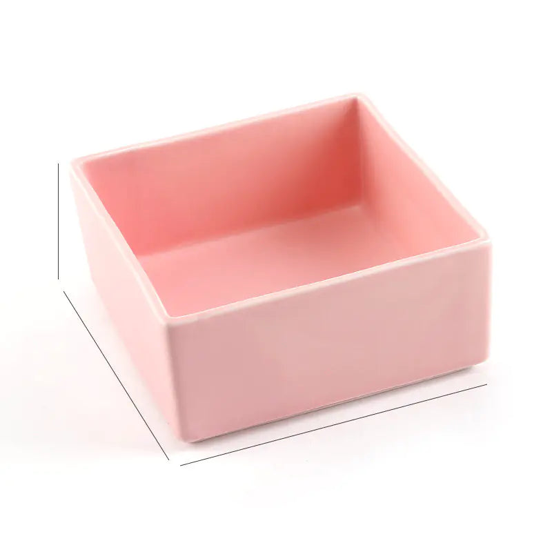 Ceramic Pet Bowl with Wooden Stand and Noodle Bowl