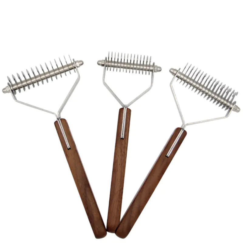 Walnut Wood Dog Comb for De-shedding and Tangles