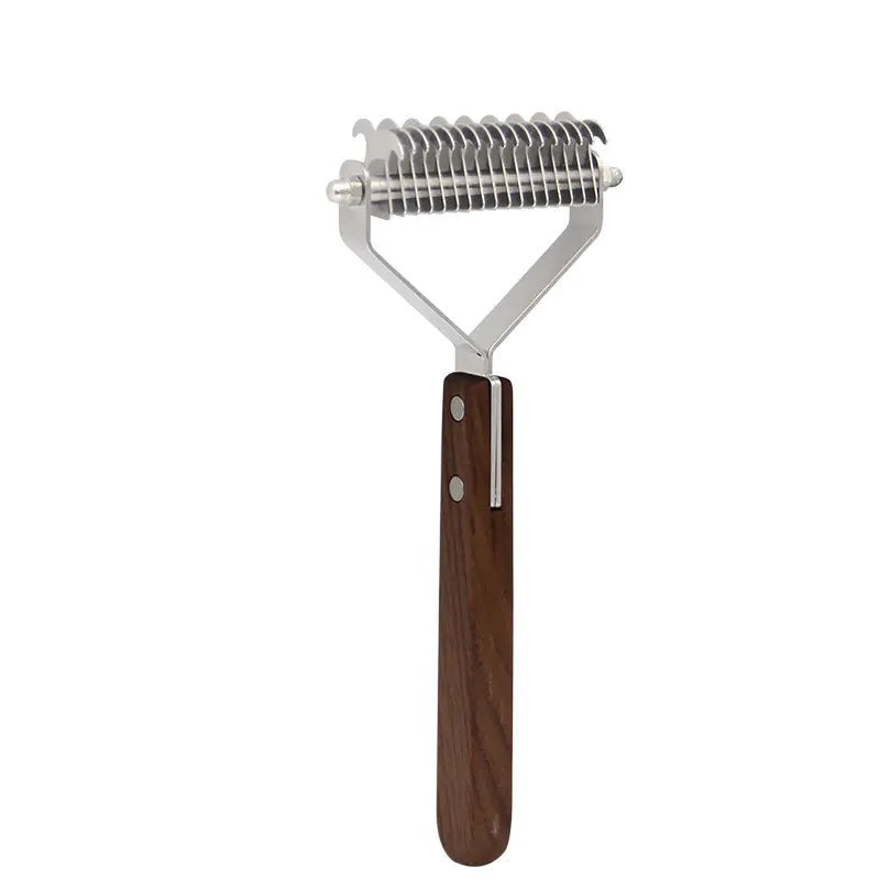Walnut Wood Dog Comb for De-shedding and Tangles
