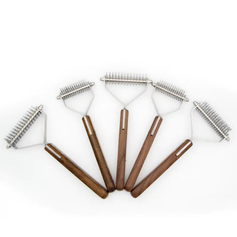 Walnut Wood Dog Comb for De-shedding and Tangles