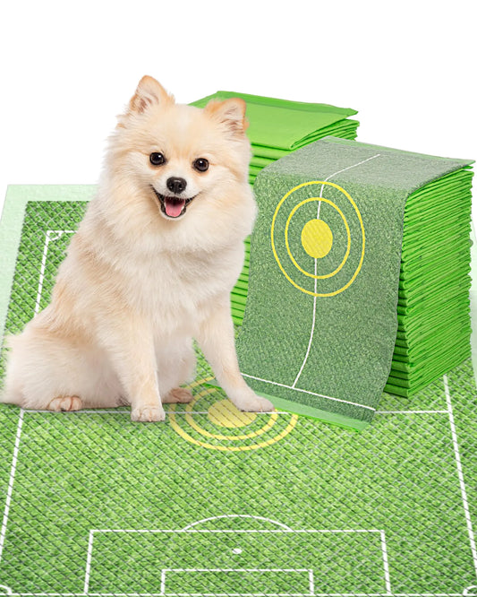 MICOOYO Puppy Pads Pee Pads for Dogs Disposable Target Dog Pads for Potty Tranning Dog Pee Pads Soccor Field Design Super Absorbent Doggy Pads for Dogs Pets Puppy Doggie Cat (S 10Count)